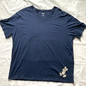 Vtg Disneyland Resort Women’s V-neck Blue Short Sleeve T-shirt Mickey Size XXXL